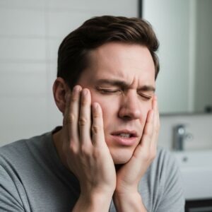 Man grabbing his mouth in pain