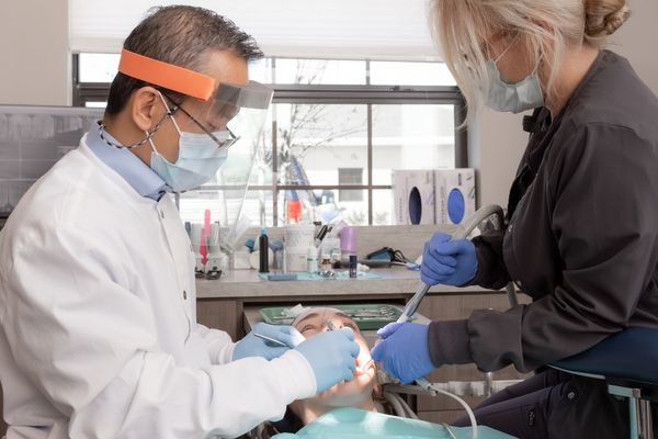 patient getting exam