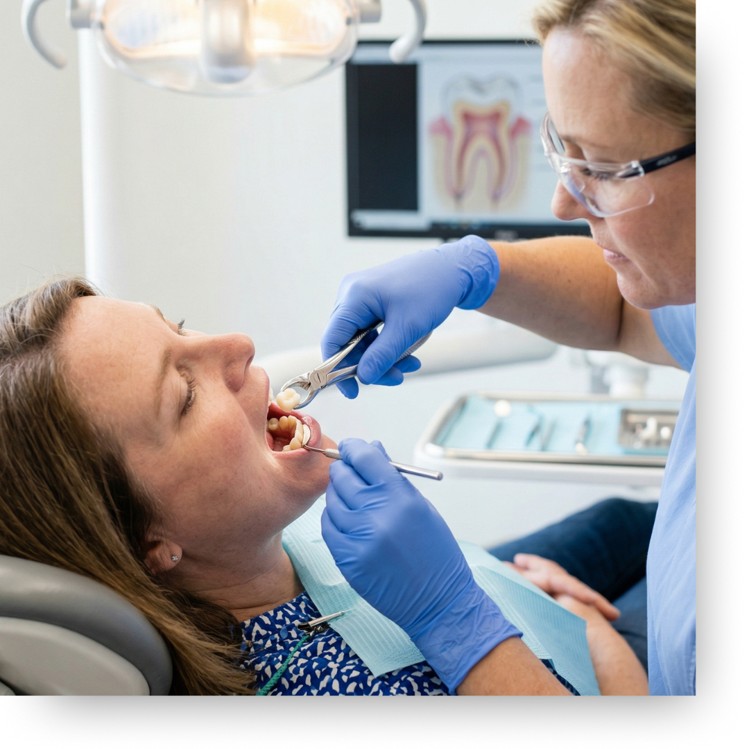 a dentist working on a dental crown placement procedure