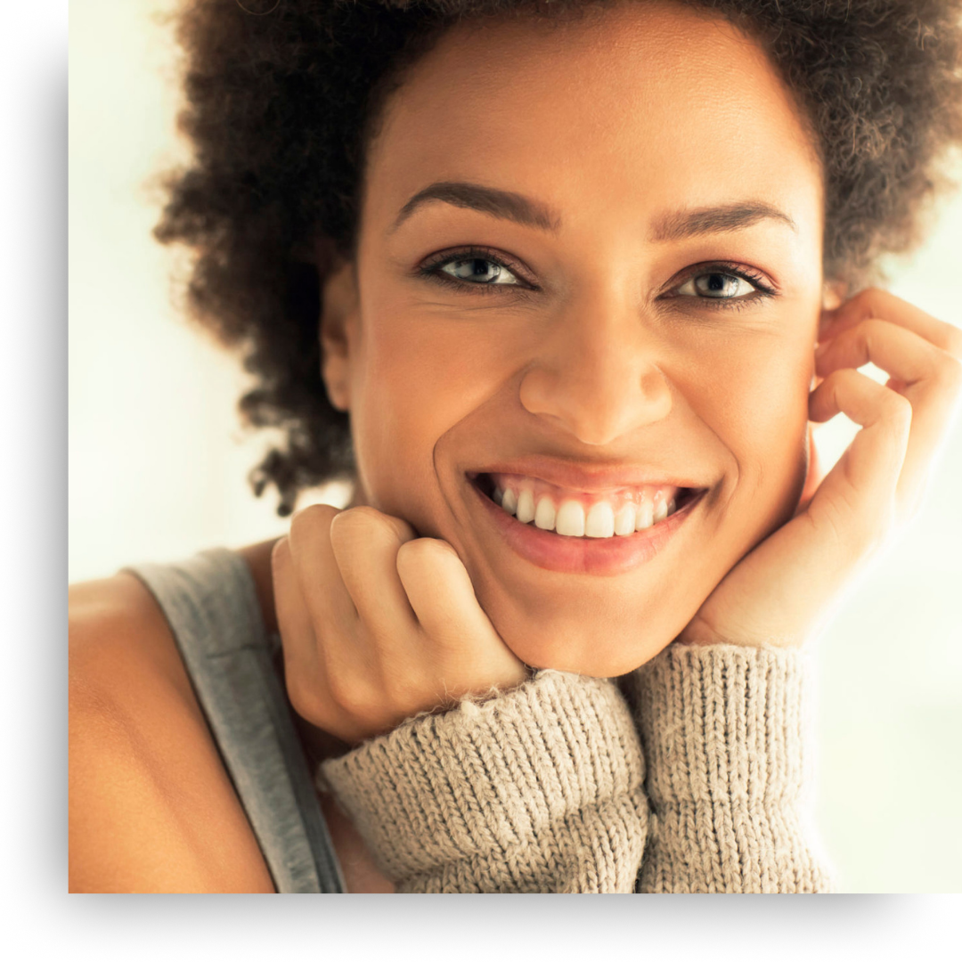 A smiling woman.